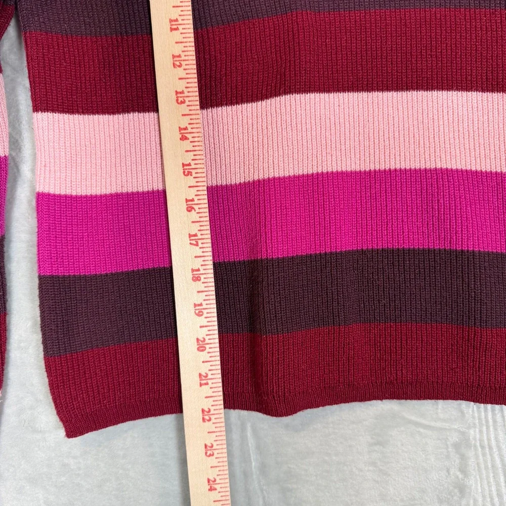 Title Nine Womens Offsite Striped Crew Neck Sweater Pink‎ Burgundy XS Outdoor
